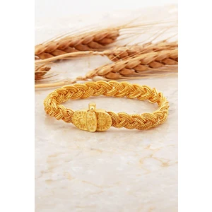 Sümer Telkari Midyat Hasırı Altın Kaplama Mezopotamya Güneşi Örgü Gümüş Bileklik 4707