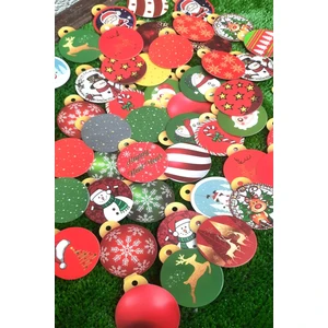 Emtory Home 54 Adet Ultra  Karton Yılbaşı Ağaç Süsü - Gold Ipli - Yılbaşı Süsü -Çift Yön Ultra Kalın Baskı