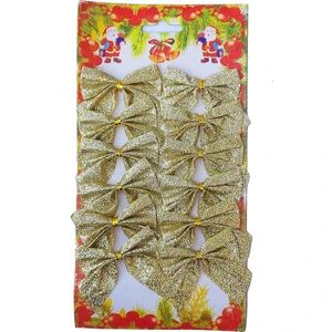 Patladı Gitti Yılbaşı Çam Ağacı Süsü 12 Adet Gold Simli Fiyonk