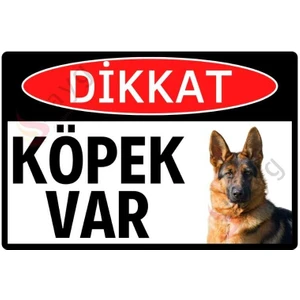 Alman Çoban Köpeği Fotoğraflı Dikkat Köpek Var Alüminyum Uyarı ve Yönlendirme Tabelası - 15CMX22,5CM