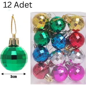 Yılbaşı Ağaç Süsleme Topları Disco 3  cm  12 Adet