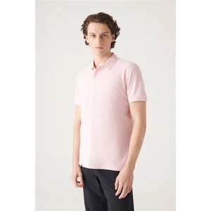 Avva Erkek Açık Pembe 3 Düğmeli %100 Mısır Pamuğu Polo Yaka Regular Fit T-Shirt B001027