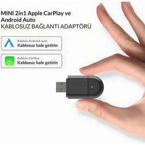 Araç Içi 2in1 Android ve Apple Cihazlar Için Kablosuz Android Auto ve Carplay Adaptörü