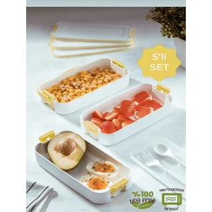 Snow Homs 3 Katlı Taşınabilir Yemek Kabı – Lunch Box Diyet Beslenme Saklama Kabı Çatal Kaşıklı