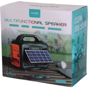 GTS-1768 10W 6,5 Inç Mikrofon LED Ampul ve Fenerli Bluetooth Hoparlör Güneş Panelli Powerbank Kamp Hoparlörü