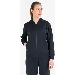 Siyah Kadın Fermuarlı Kapüşonlu Sweatshirt 23N-2219