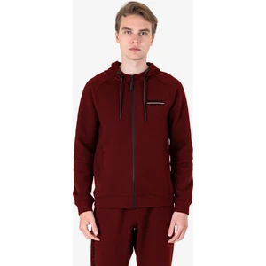 Bordo Erkek Fermuarlı Kapüşonlu Sweatshirt 23N-1121