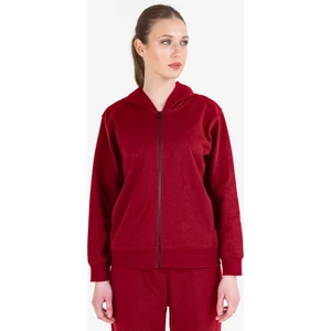 Kırmızı Kadın Fermuarlı Kapüşonlu Sweatshirt 23N-2219