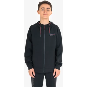 Siyah Çocuk Fermuarlı Kapüşonlu Sweatshirt 23N-3121