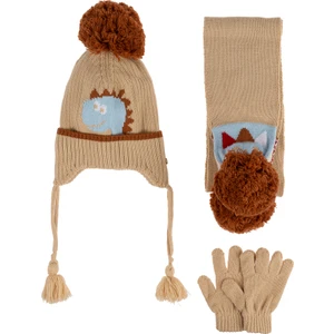 Kitti 1-4 Yaş Erkek  Bebek & Çocuk Aksesuarlı Içi Polarlı Atkı Bere Eldiven 3'lü Takım