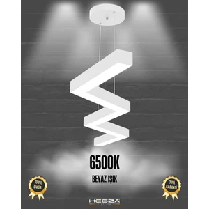 Hegza Lighting Zigzag (Beyaz Kasa, Beyaz Işık) Ledli Modern Sarkıt LED Avize