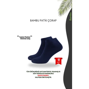 Bambu 12 Çift Siyah Patik Çorap Siyah (Dikişsiz Burun)