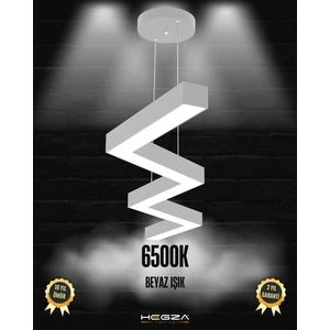 Hegza Lighting Zigzag (Gri Kasa, Beyaz Işık) Ledli Modern Sarkıt LED Avize