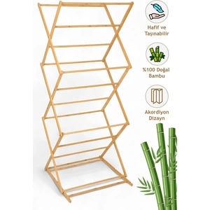 Bambu Katlanabilir 3 Katlı Çamaşır Kurutmalık Bambu Ahşap Çamaşır Kurutma Askısı
