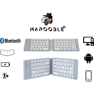 Beyaz Katlanabilir Bluetooth Klavye Telefon Tablet Bilgisayara Uyumlu