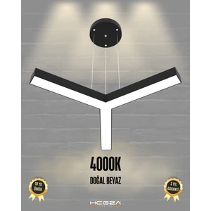Hegza Lighting Tres (Siyah Kasa, Doğal Beyaz) Ledli Modern Sarkıt LED Avize