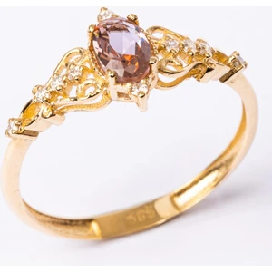 Fasek Gold Altın Yüzük - 0.50 Karat Love Zultanit Taşlı Prenses 14 Ayar Altın Evlilik Teklifi Yüzüğü