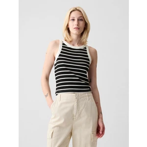 Kadın Siyah Modern Fitilli Crop Halter Yaka Atlet