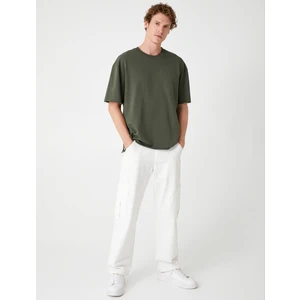 Oversize Tişört Kısa Kollu Bisiklet Yaka Pamuklu