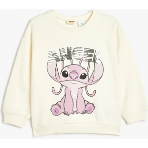 Stitch Sweatshirt Lisanslı Uzun Kollu Bisiklet Yaka Pullu Payetli