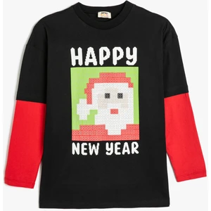 Noel Baba Sweatshirt Yılbaşı Temalı Uzun Kollu Bisiklet Yaka Pamuklu