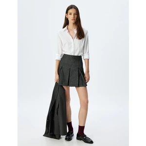 Yüksek Bel Mini Pileli Etek