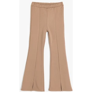 Ispanyol Paça Tayt Pantolon Beli Lastikli Yırtmaç Detaylı