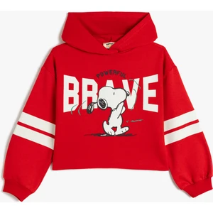 Snoopy Kapşonlu Sweatshirt Lisanslı Uzun Kollu Şardonlu Pamuklu