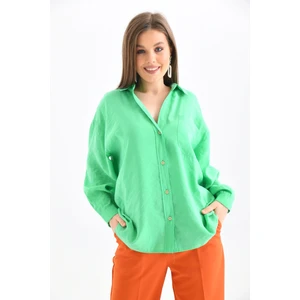 Kadın Uzun Kollu Oversize  Pamuk Basic Gömlek
