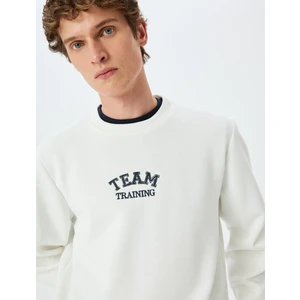 Bisiklet Yaka Pamuk Karışımlı Kolej Işlemeli Sweatshirt