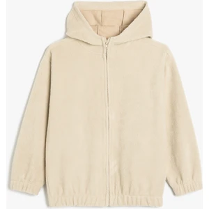 Kapşonlu Fermuarlı Sweatshirt Cepli Uzun Kollu