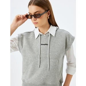 Kolsuz Kapüşonlu Sweatshirt Baskı Detaylı Rahat Kalıp