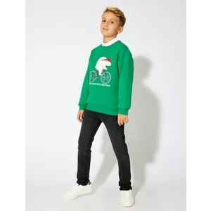 Uzun Kollu Bisiklet Yaka Yılbaşı Temalı Sweatshirt