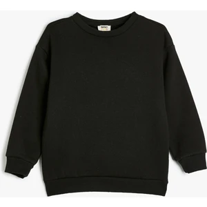 Oversize Basic Sweatshirt Uzun Kollu Bisiklet Yaka Şardonlu