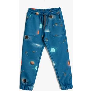 Jogger Eşofman Altı Uzay Baskılı Beli Bağlamalı Şardonlu