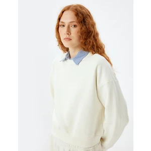 Üç Iplik Şardonlu Bisiklet Yaka Pamuklu Basic Sweatshirt