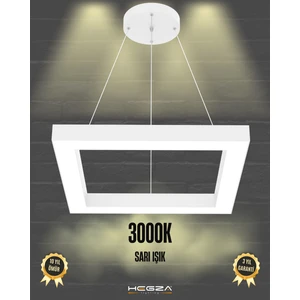 Hegza Lighting Quattro (Beyaz Kasa, Sarı Işık) Ledli Modern Sarkıt LED Avize