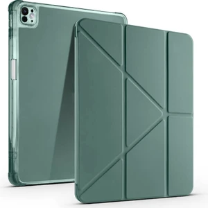 Apple iPad Air 13 Inç 2024 (A2898-A2899) Uyumlu Kılıf 3 Farklı Stand Kalemlikli Tri Folding Tablet Kılıfı