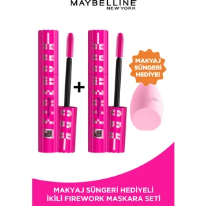 Maybelline New York 2'li Maybelline New York Lash Sensational Firework Maskara Pembe Sünger Hediyeli