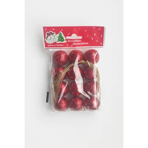Patladı Gitti Yılbaşı Ağaça Süsü 3 cm  Kırmızı Renkli Simli Strafor Top Ağaç Süsü 12LI