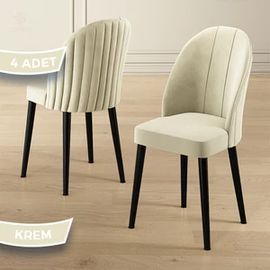 Mara Serisi 4 Adet  Babyface Kumaş Siyah Metal Ayak Mutfak Sandalyesi