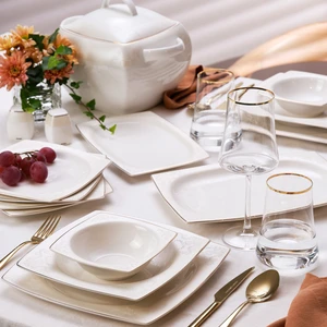 Fine Bone Sedef 60 Parça 12 Kişilik Yemek Takımı Kare