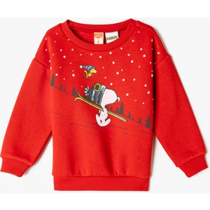 Sweatshirt Snoopy Baskılı Lisanslı Uzun Kollu Bisiklet Yaka