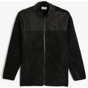 Fermuarlı Polar Sweatshirt Dik Yaka Uzun Kollu