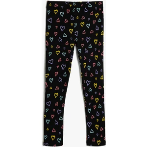 Tayt Kalp Baskılı Beli Lastikli Pamuklu