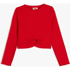 Kaşkorse Bluz Bisiklet Yaka Uzun Kollu Kalp Pencere Detaylı Pamuklu