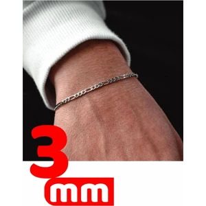 Osmanlı Gümüş Erkek Gümüş Bileklik - 3mm Figaro Model Erkek Bileklik