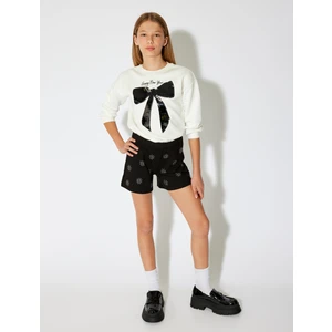 Yılbaşı Temalı Pullu Payetli Fiyonk Detaylı Sweat