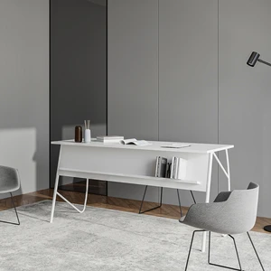 Ella Ofis Masası Beyaz 150 cm Metal Ayaklı Ergonomik Tasarım Modern Stil