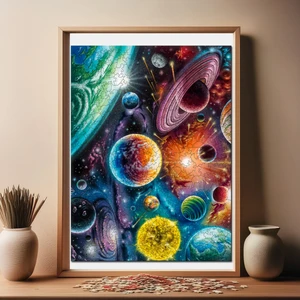 Uzayda Kozmik Senfoni Ahşap Puzzle Yetişkin Benzersiz Parçalı Yapboz Puzzle Yapıştırıcılı R1-07